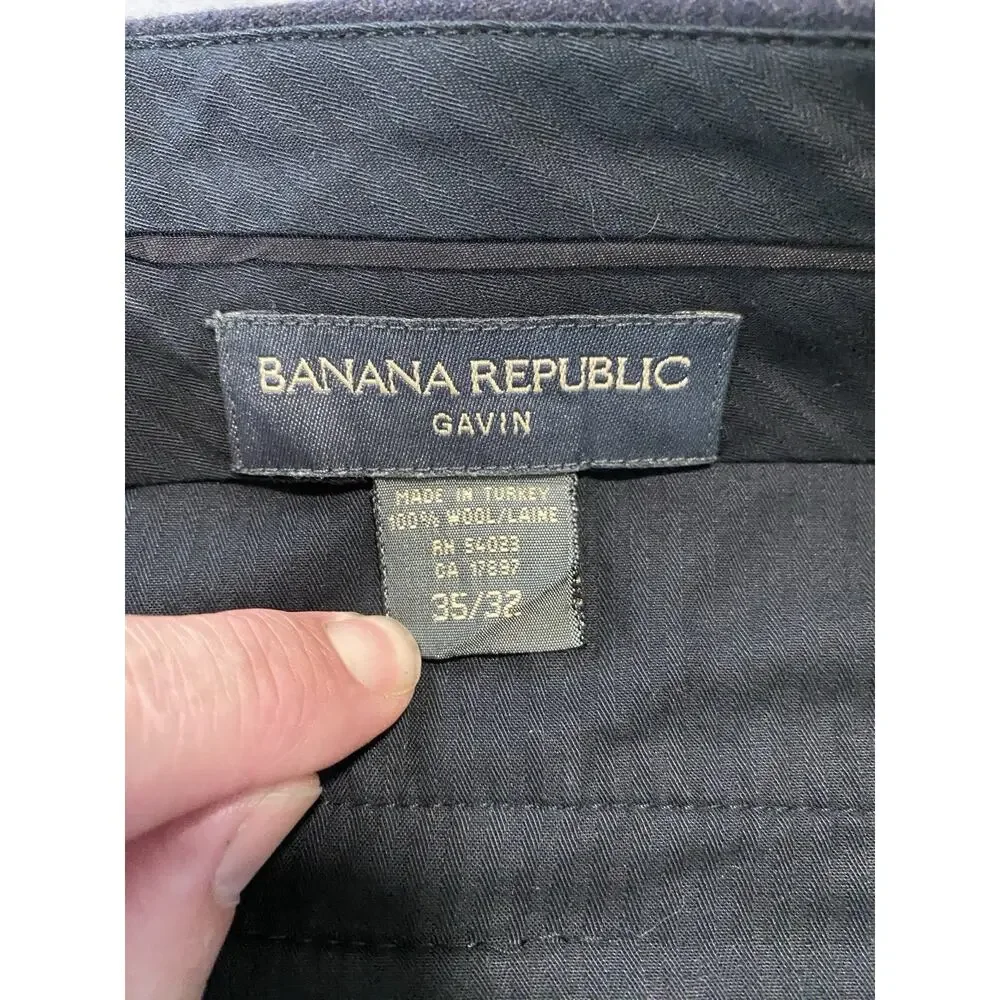 Banana Republic Vintage '02 Y2K Gavin Flat Front Wool Flannel Dress Pants. 35X32